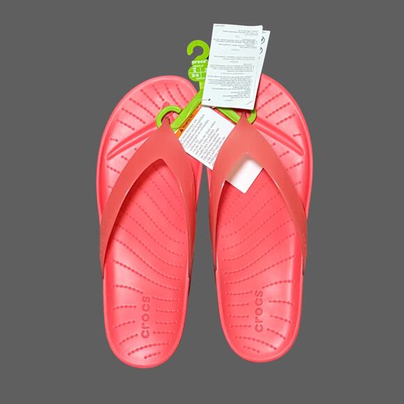 Crocs Splash Flip Flops Womens Pink USW9 NWT Neon Watermelon 208534-6VT - Picture 1 of 7